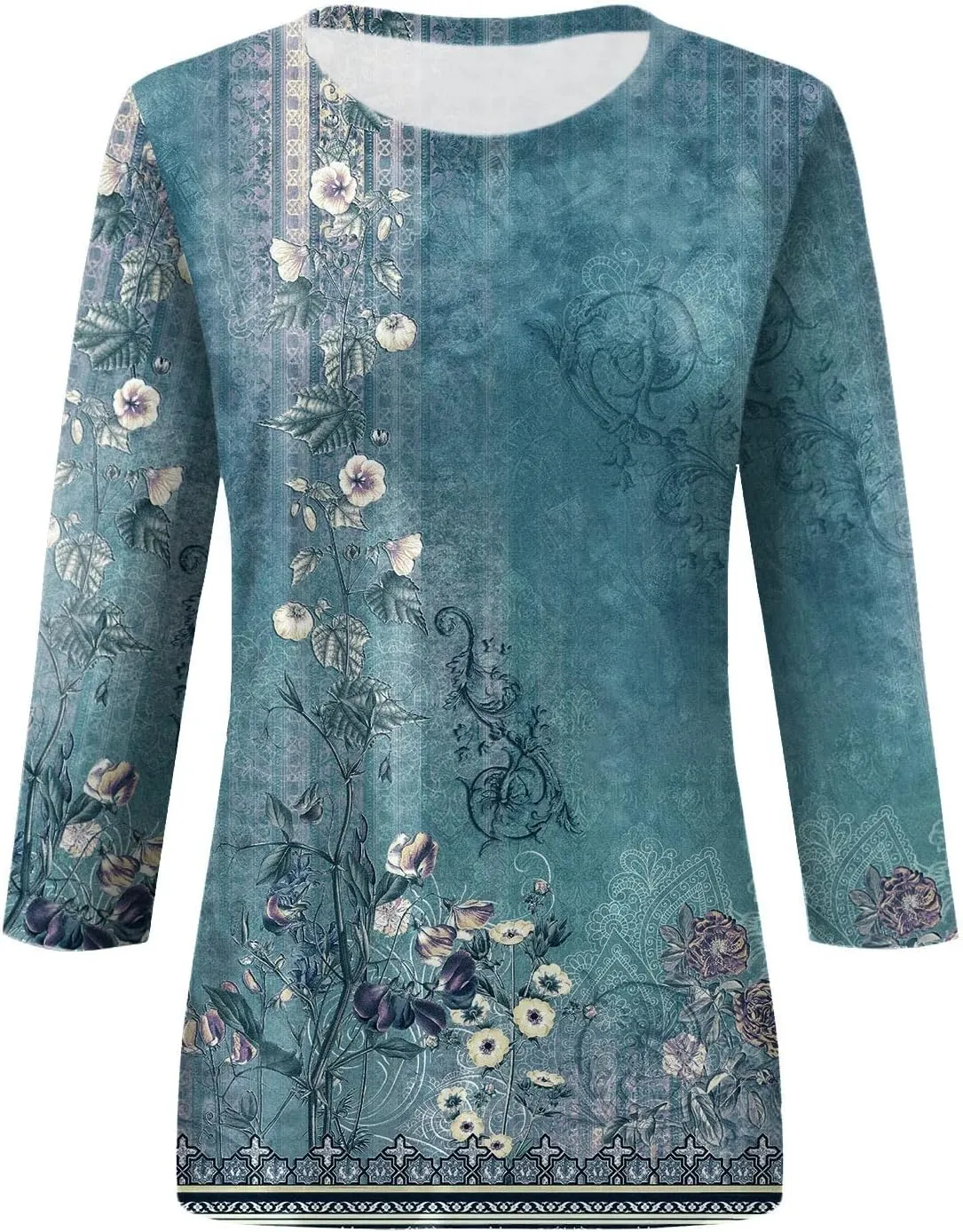 3/4 Length Sleeves Womens Tops Blouses 2025 Spring Dressy Casual Going Out Tops Summer Three Quarter Sleeve Shirts