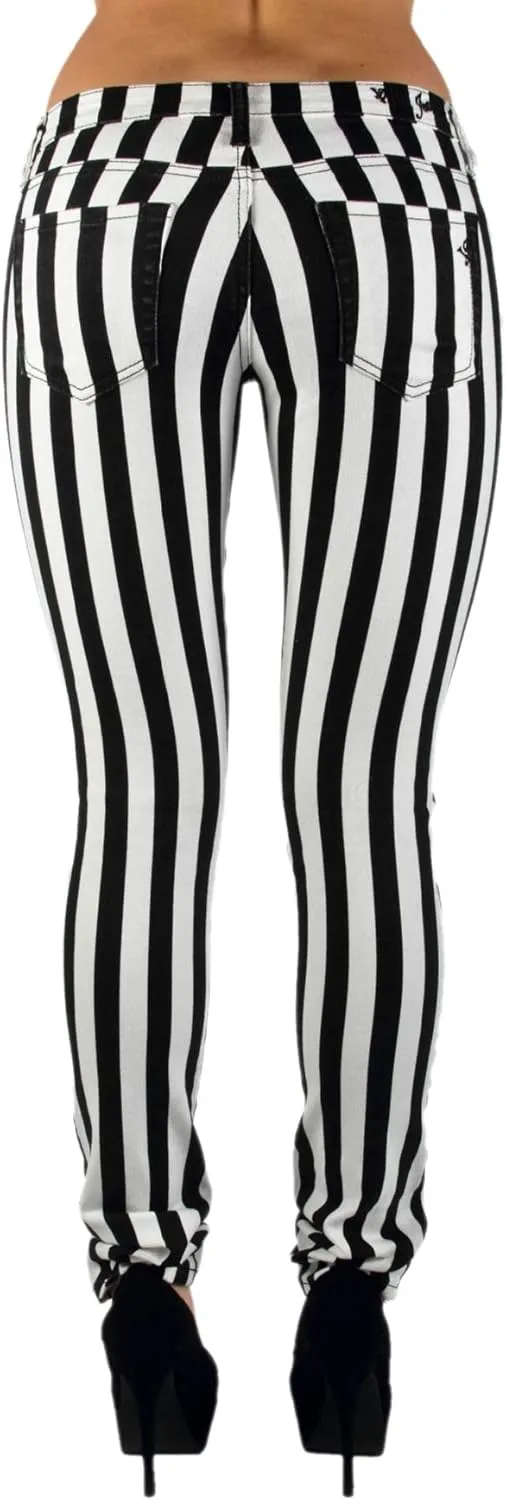 Black & White Striped Classic Sexy Skinny & Bootcut Jeans Junior & Plus Size