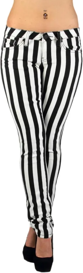 Black & White Striped Classic Sexy Skinny & Bootcut Jeans Junior & Plus Size
