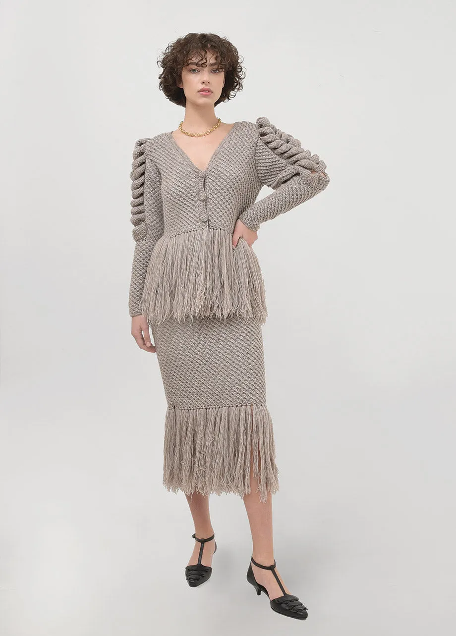 CREAM CARDIGAN WITH FRINGES