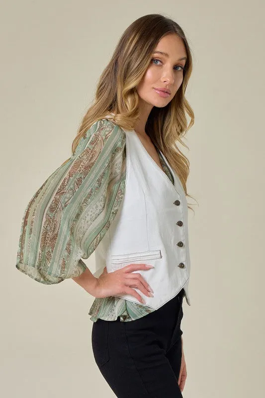 Denim Structured Vest-FINALSALE