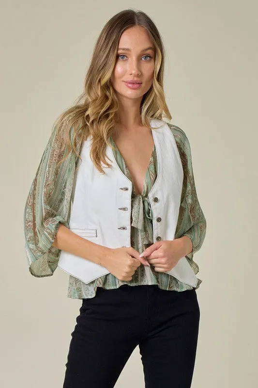Denim Structured Vest-FINALSALE