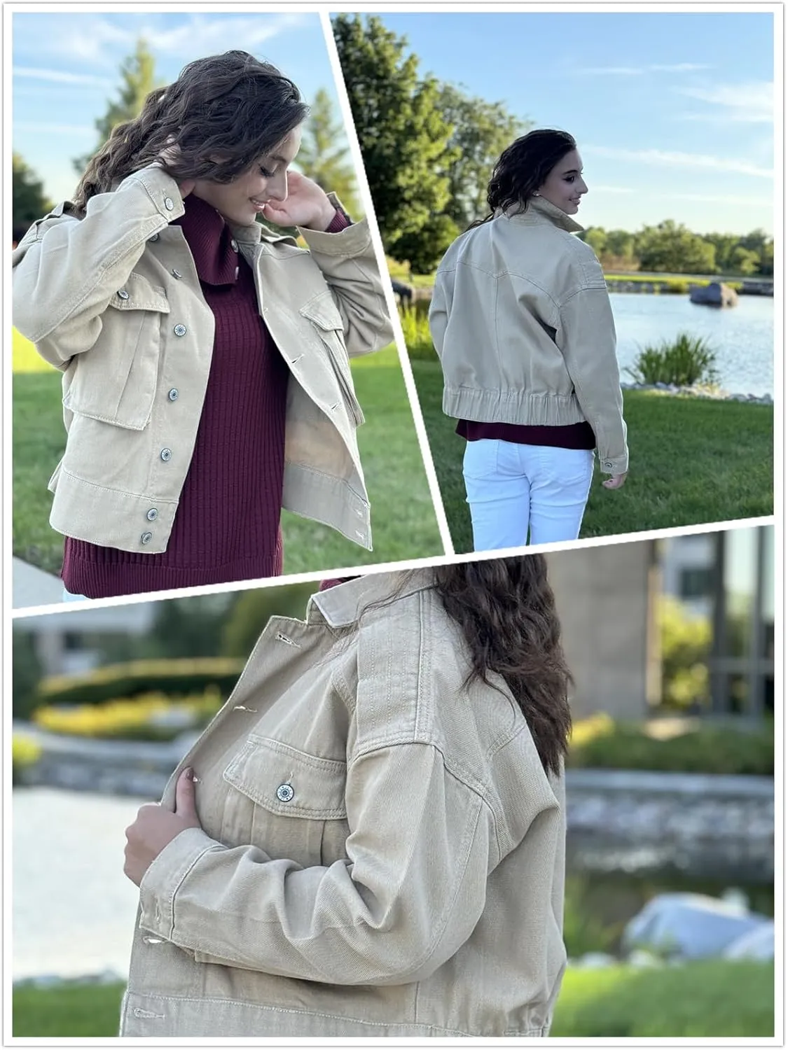 Dokotoo Women's Cargo Jean Jacket - Cropped Button Spring Fashion Coat for Women