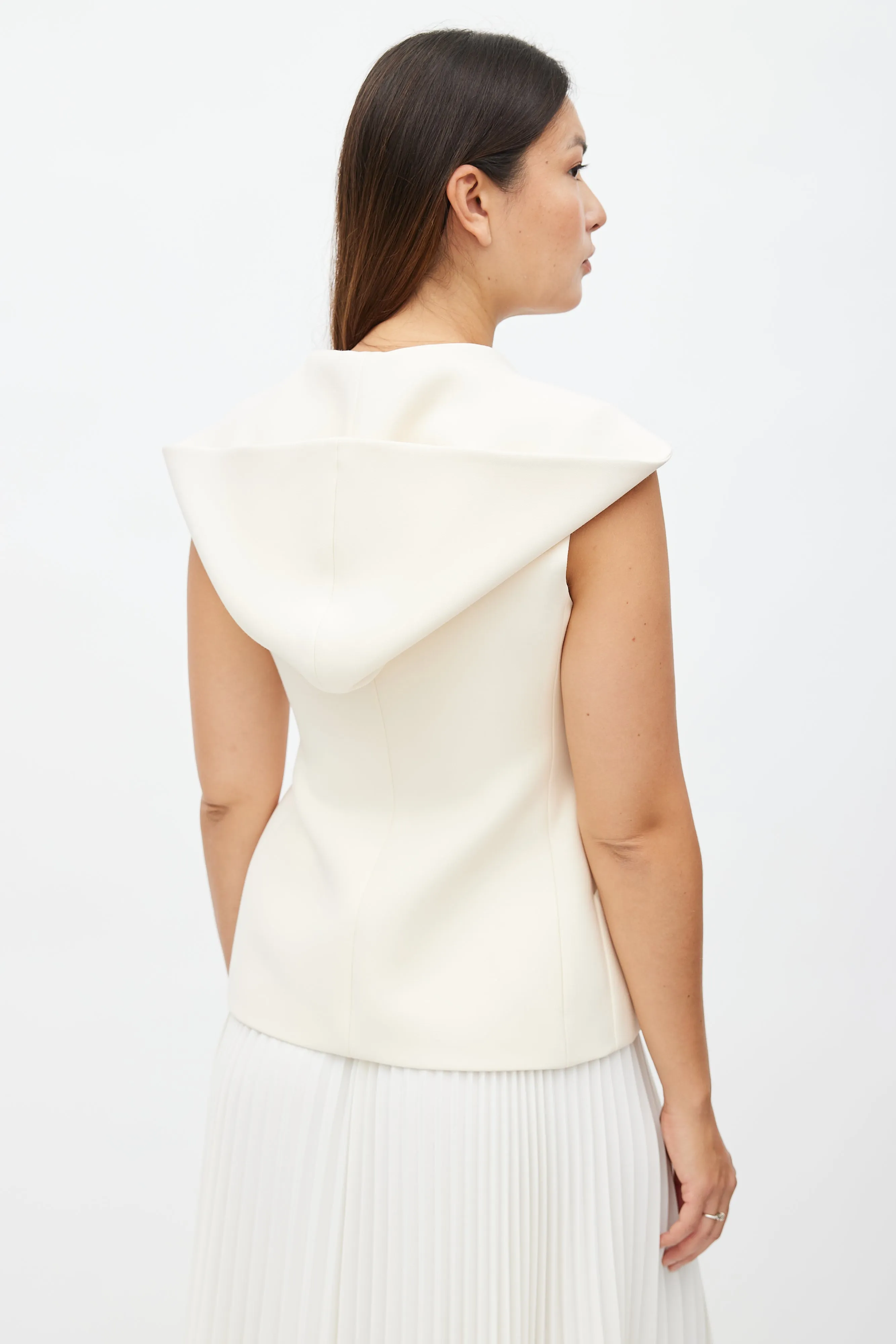 Fall 2017 Beige Structured Hooded Vest