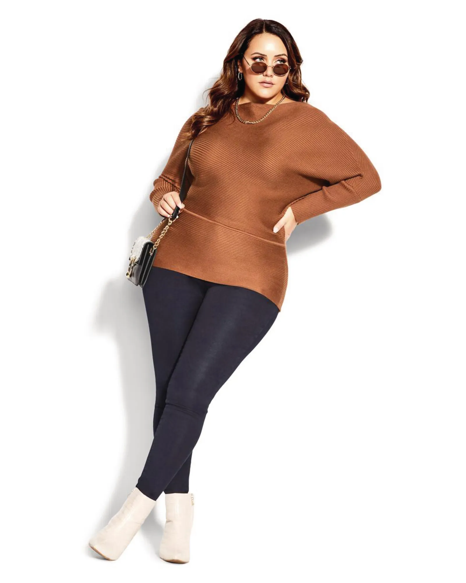 Fitted Rib Sweater Top | Bronze