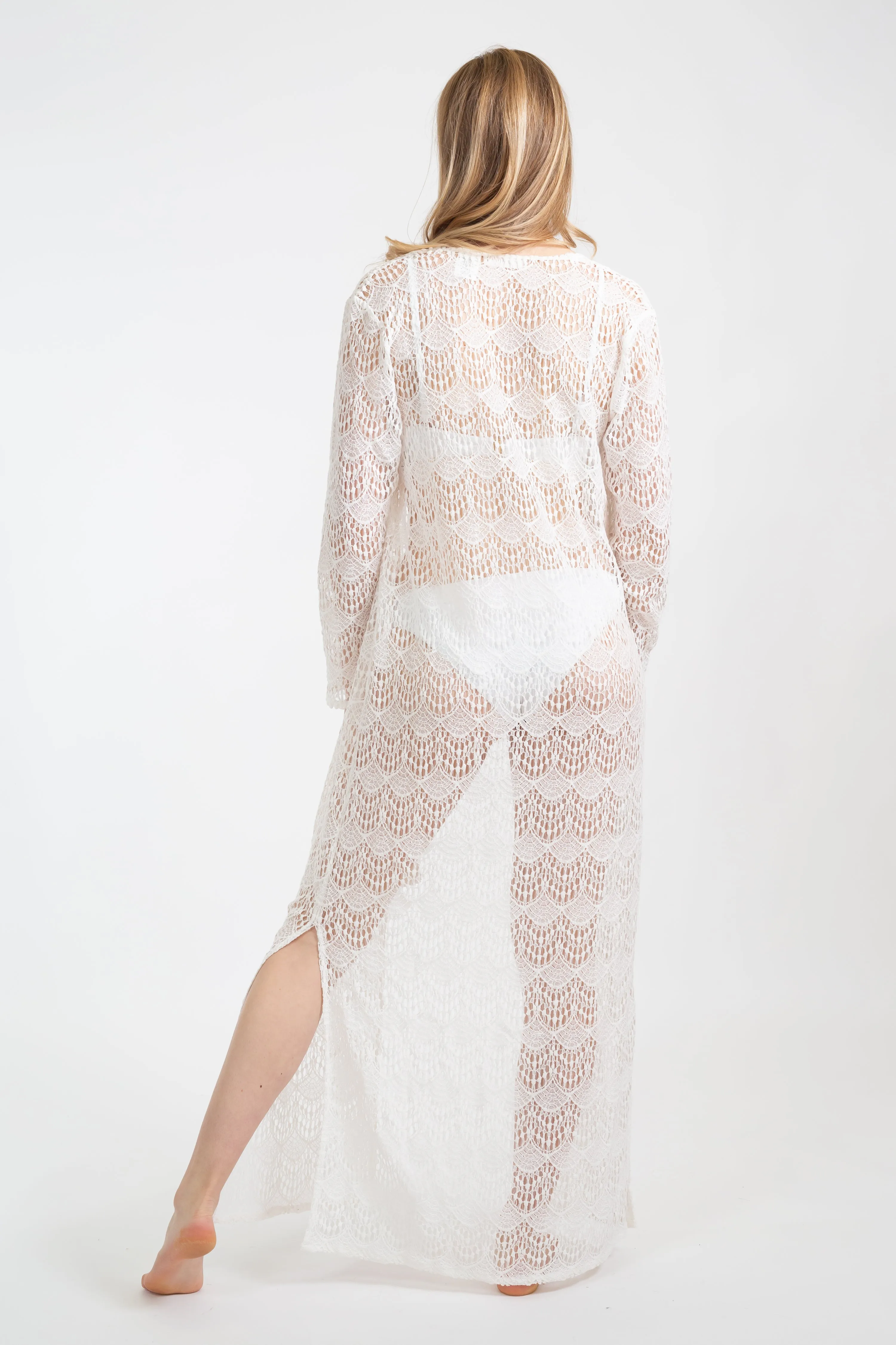 Flamenco Sheer Lace Beach Cover Up Cardigan