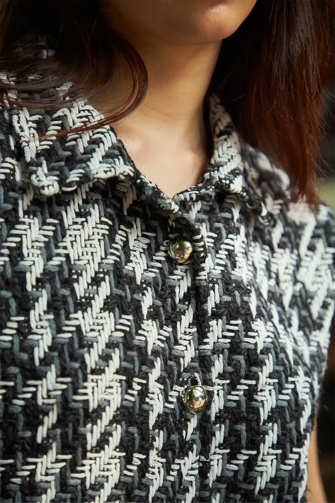 Houndstooth Tweed Vest