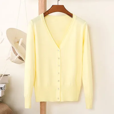 Luexco Women's Knitted V-neck Cardigan Sweater