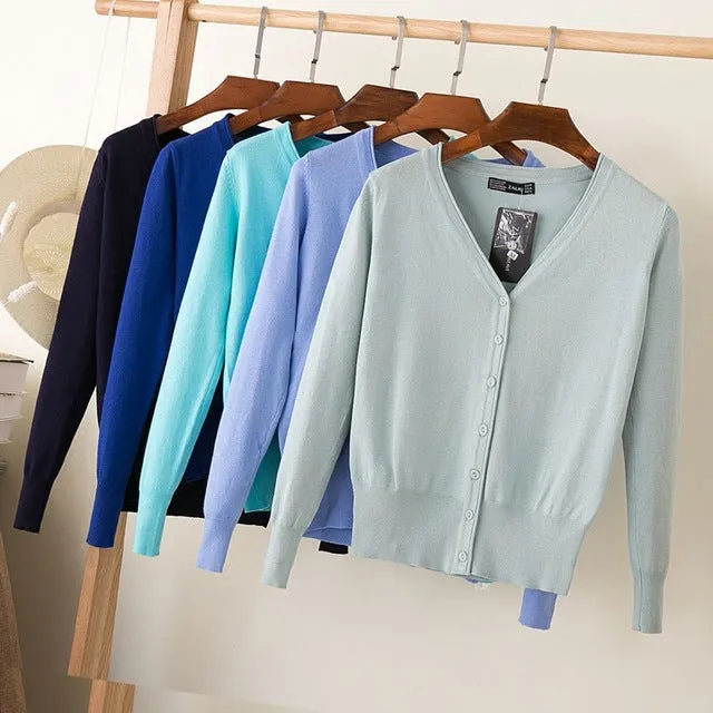 Luexco Women's Knitted V-neck Cardigan Sweater