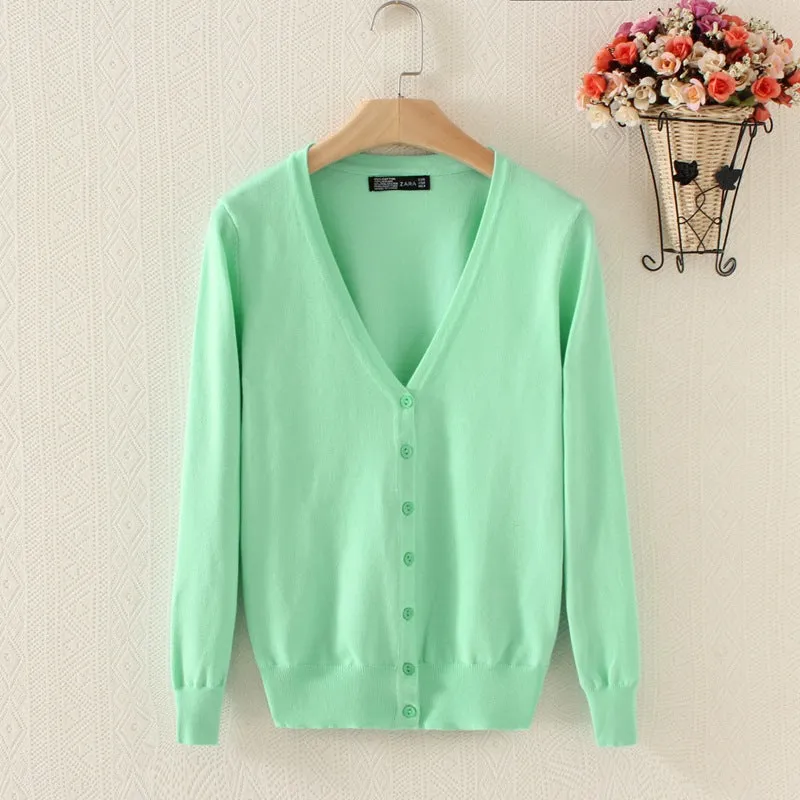 Luexco Women's Knitted V-neck Cardigan Sweater