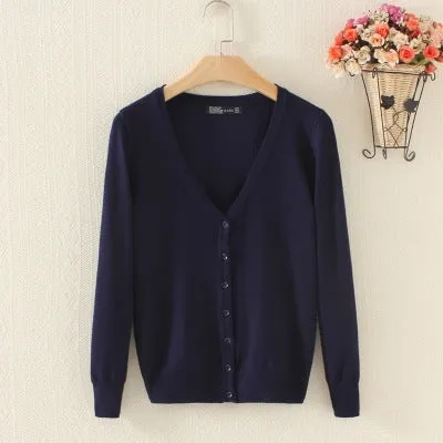 Luexco Women's Knitted V-neck Cardigan Sweater