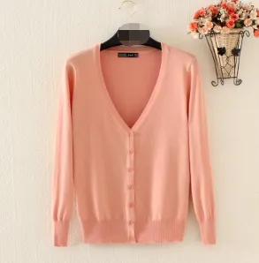 Luexco Women's Knitted V-neck Cardigan Sweater