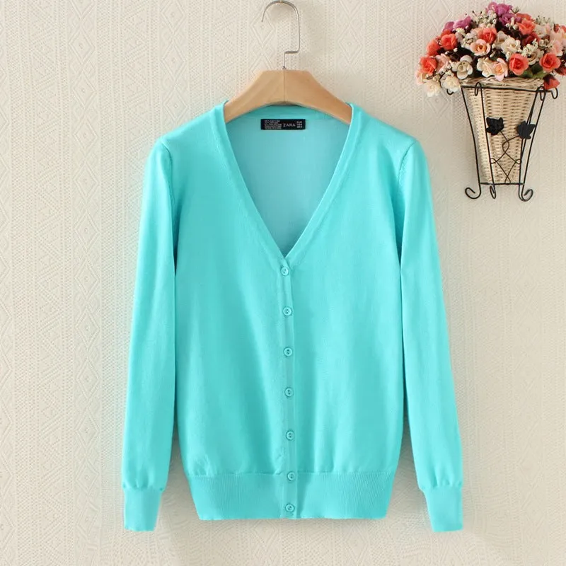 Luexco Women's Knitted V-neck Cardigan Sweater