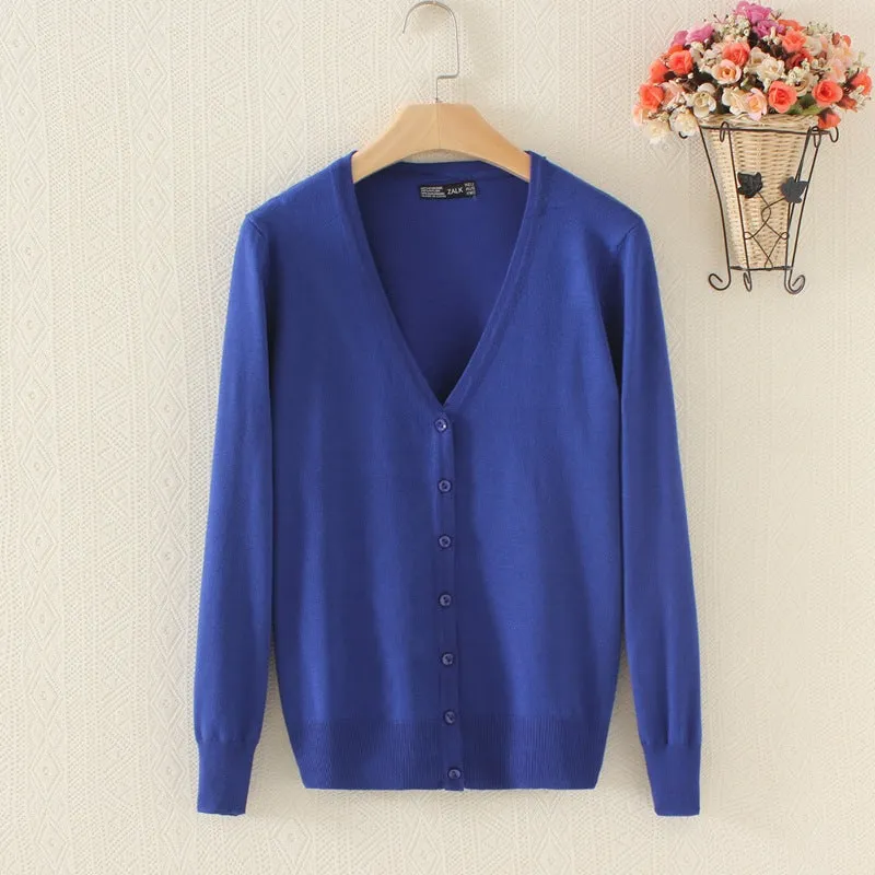 Luexco Women's Knitted V-neck Cardigan Sweater