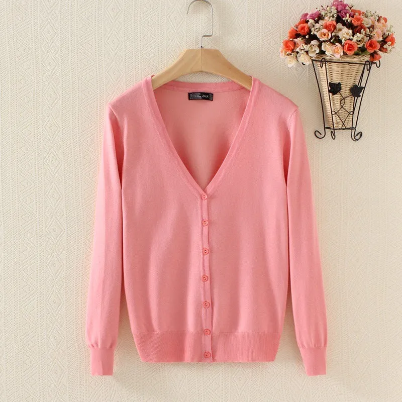 Luexco Women's Knitted V-neck Cardigan Sweater