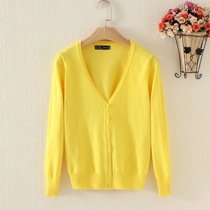 Luexco Women's Knitted V-neck Cardigan Sweater