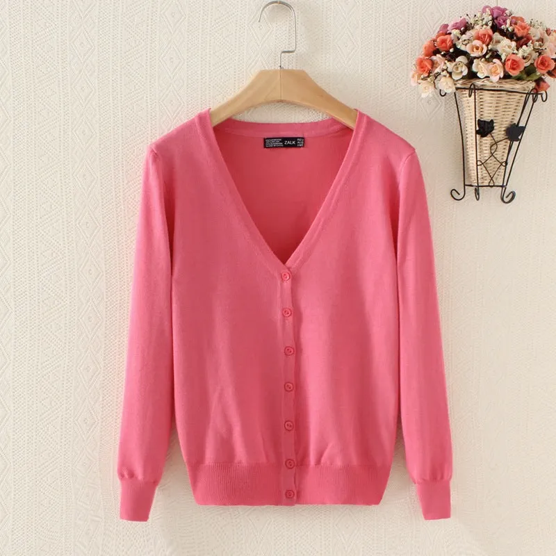 Luexco Women's Knitted V-neck Cardigan Sweater