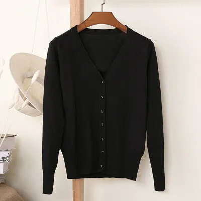 Luexco Women's Knitted V-neck Cardigan Sweater