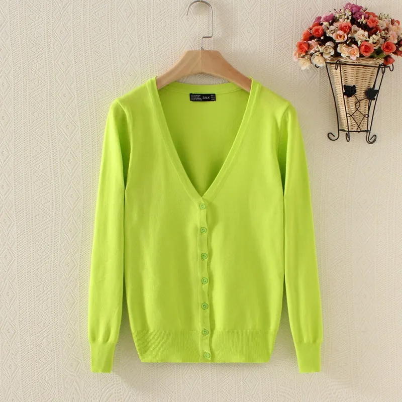 Luexco Women's Knitted V-neck Cardigan Sweater