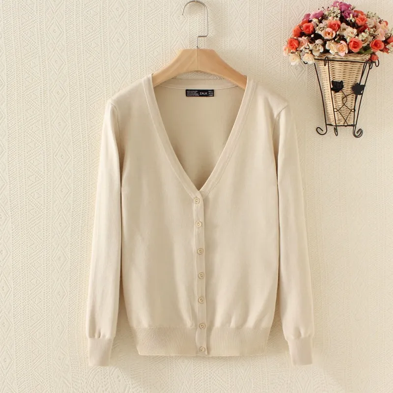 Luexco Women's Knitted V-neck Cardigan Sweater