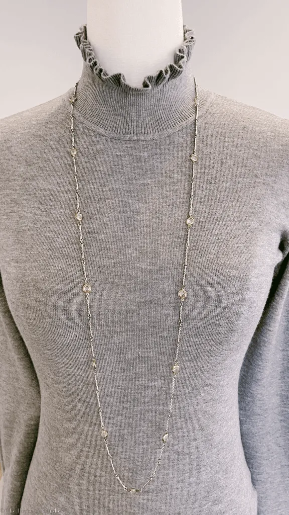 Lydia Ruffle Tip Grey Mock Neck Sweater