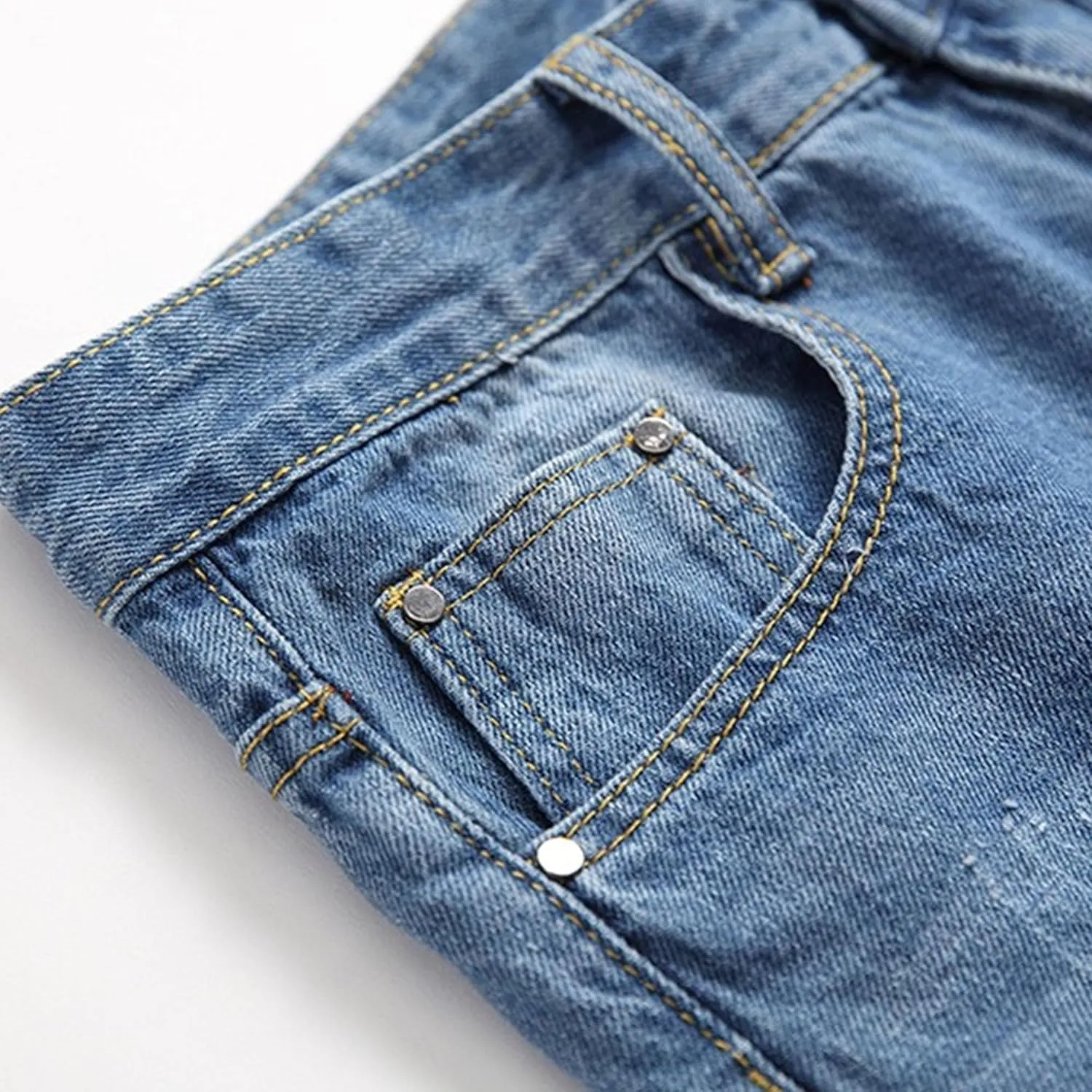 Men's Casual Distressed Classic Jeans Regular Fit Straight Denim Pants Comfort Washed Outdoor Jeans Trouser