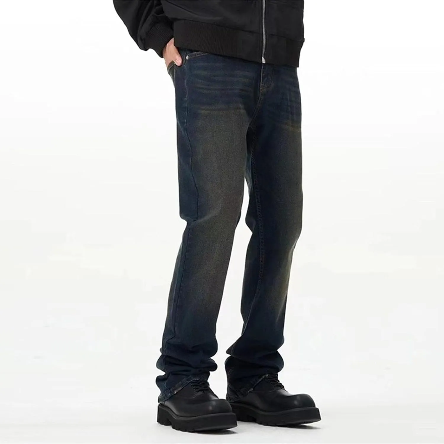 Men's Casual Vintage Streetwear Jeans Straight Leg Classic Denim Pants Loose Fit Cotton Jeans Trouser