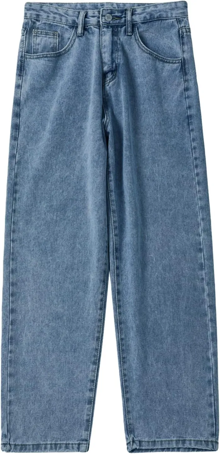 Men's Loose Fit Straight Leg Jeans Relaxed Fit Lightweight Denim Jeans Classic Regular Fit 5 Pockets Jean Pants
