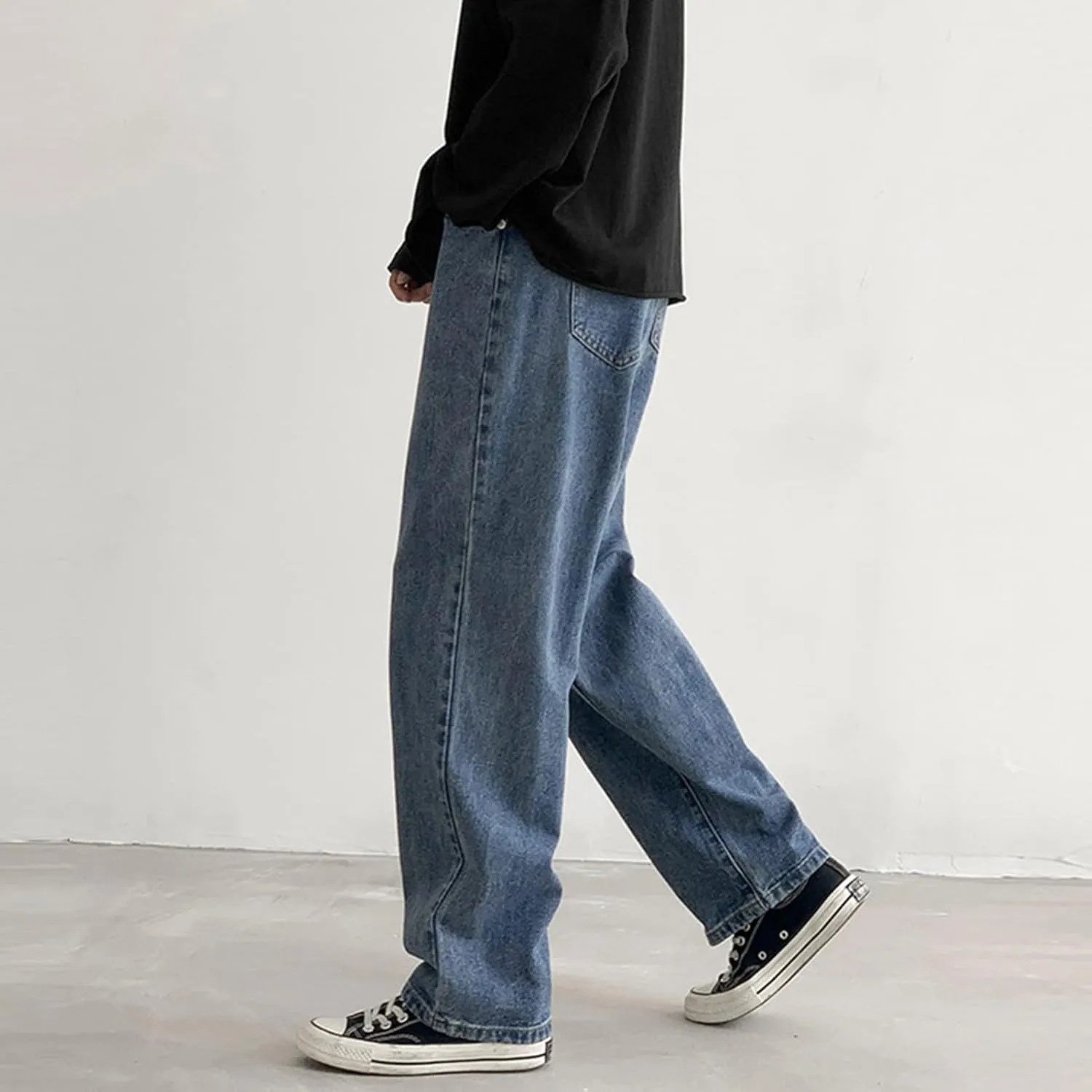 Men's Loose Fit Straight Leg Jeans Relaxed Fit Lightweight Denim Jeans Classic Regular Fit 5 Pockets Jean Pants