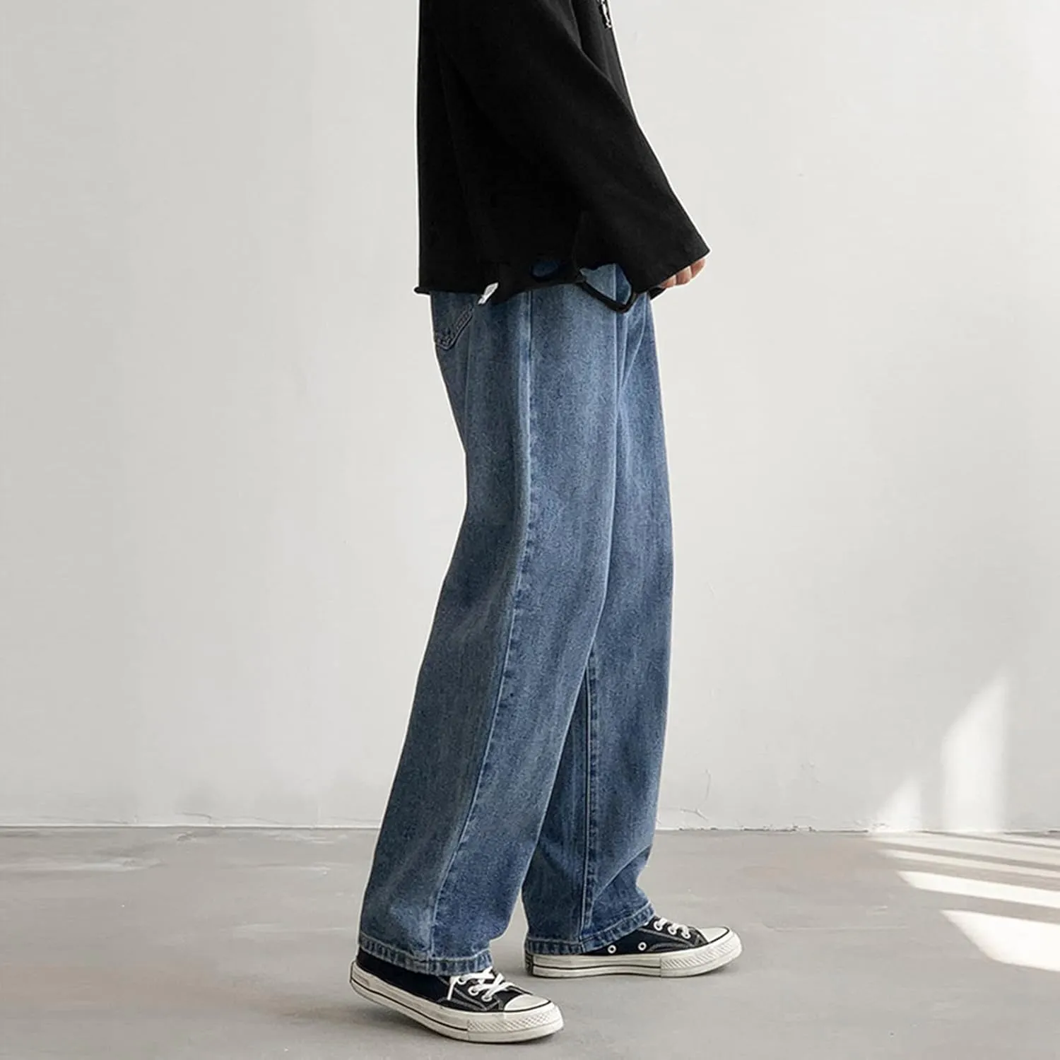 Men's Loose Fit Straight Leg Jeans Relaxed Fit Lightweight Denim Jeans Classic Regular Fit 5 Pockets Jean Pants