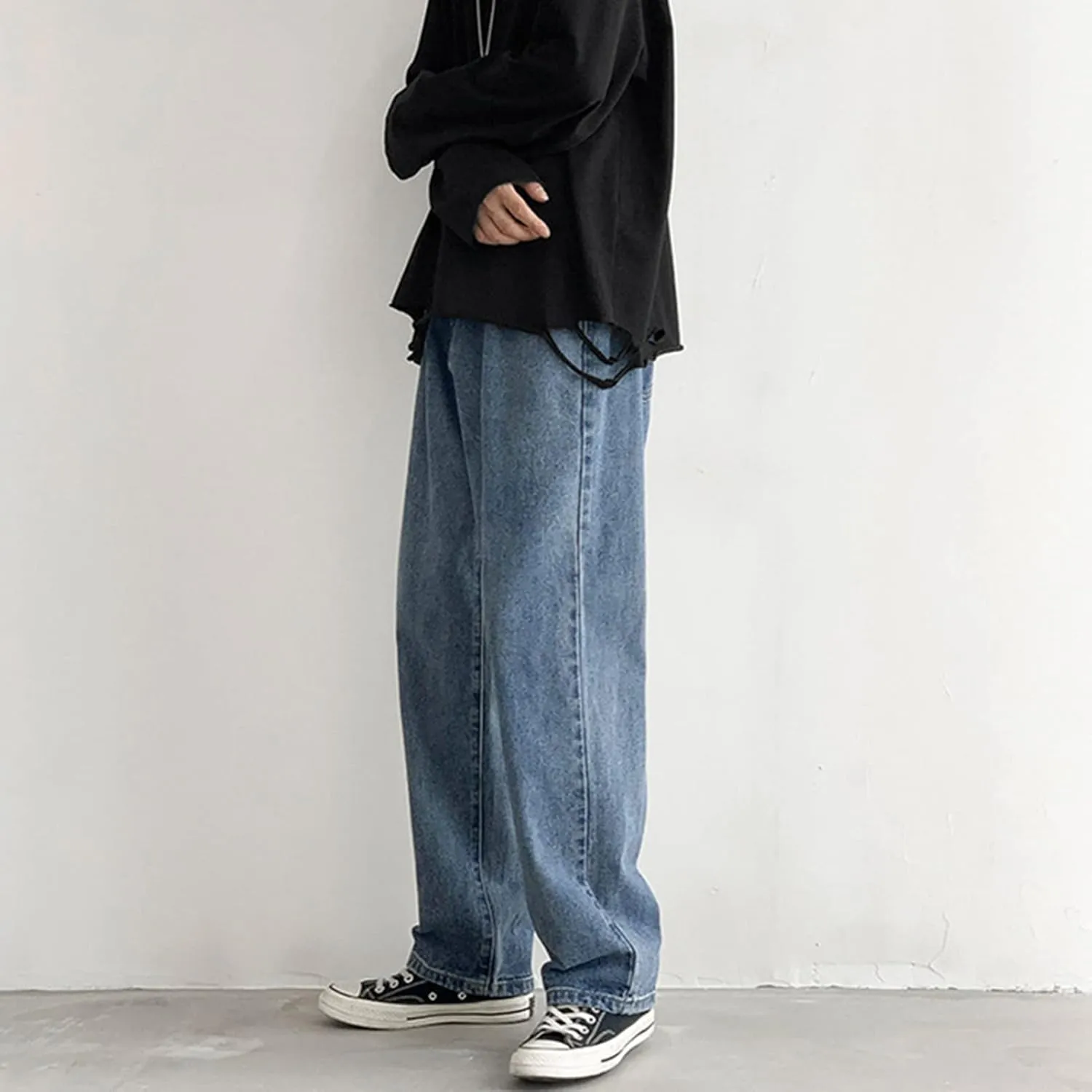 Men's Loose Fit Straight Leg Jeans Relaxed Fit Lightweight Denim Jeans Classic Regular Fit 5 Pockets Jean Pants