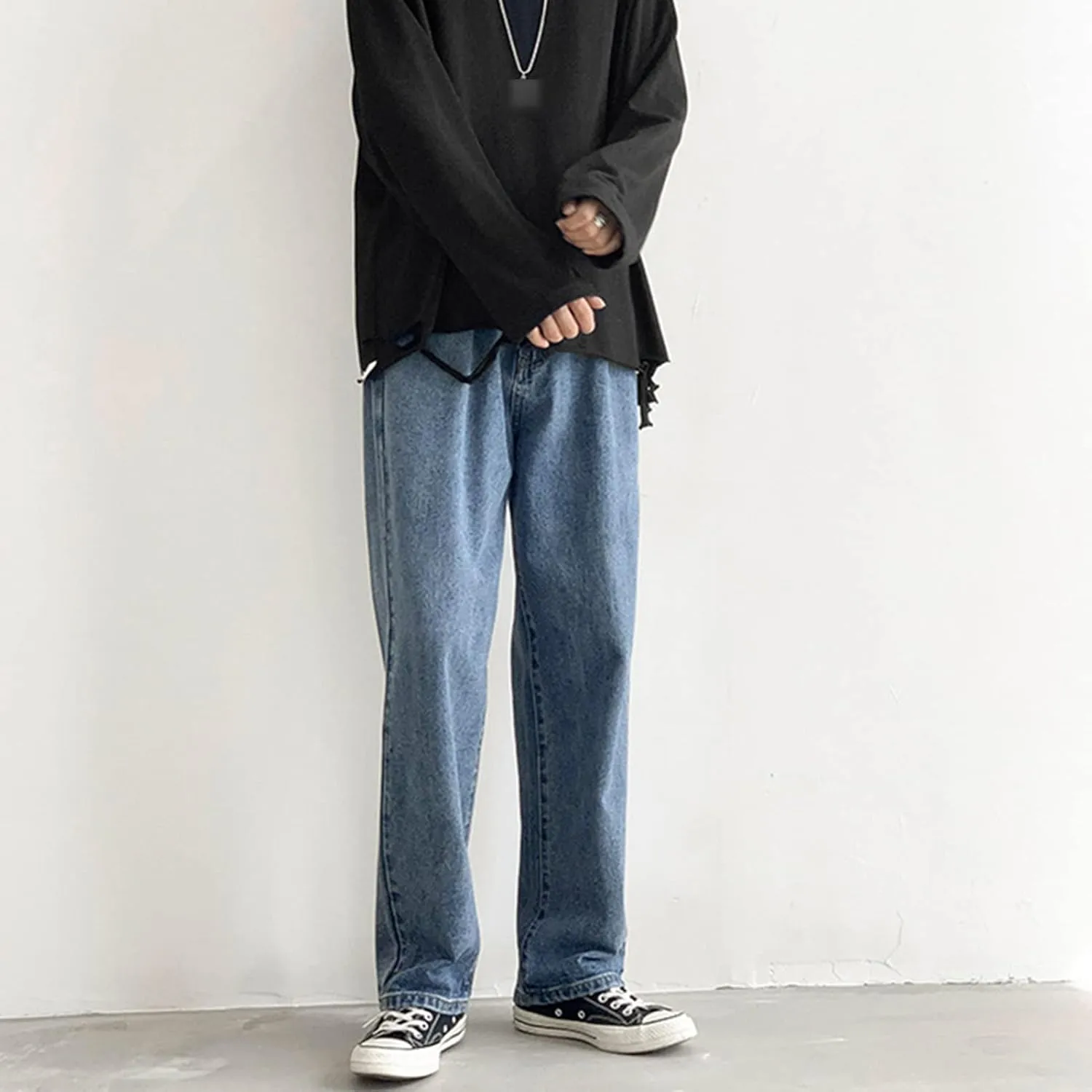 Men's Loose Fit Straight Leg Jeans Relaxed Fit Lightweight Denim Jeans Classic Regular Fit 5 Pockets Jean Pants