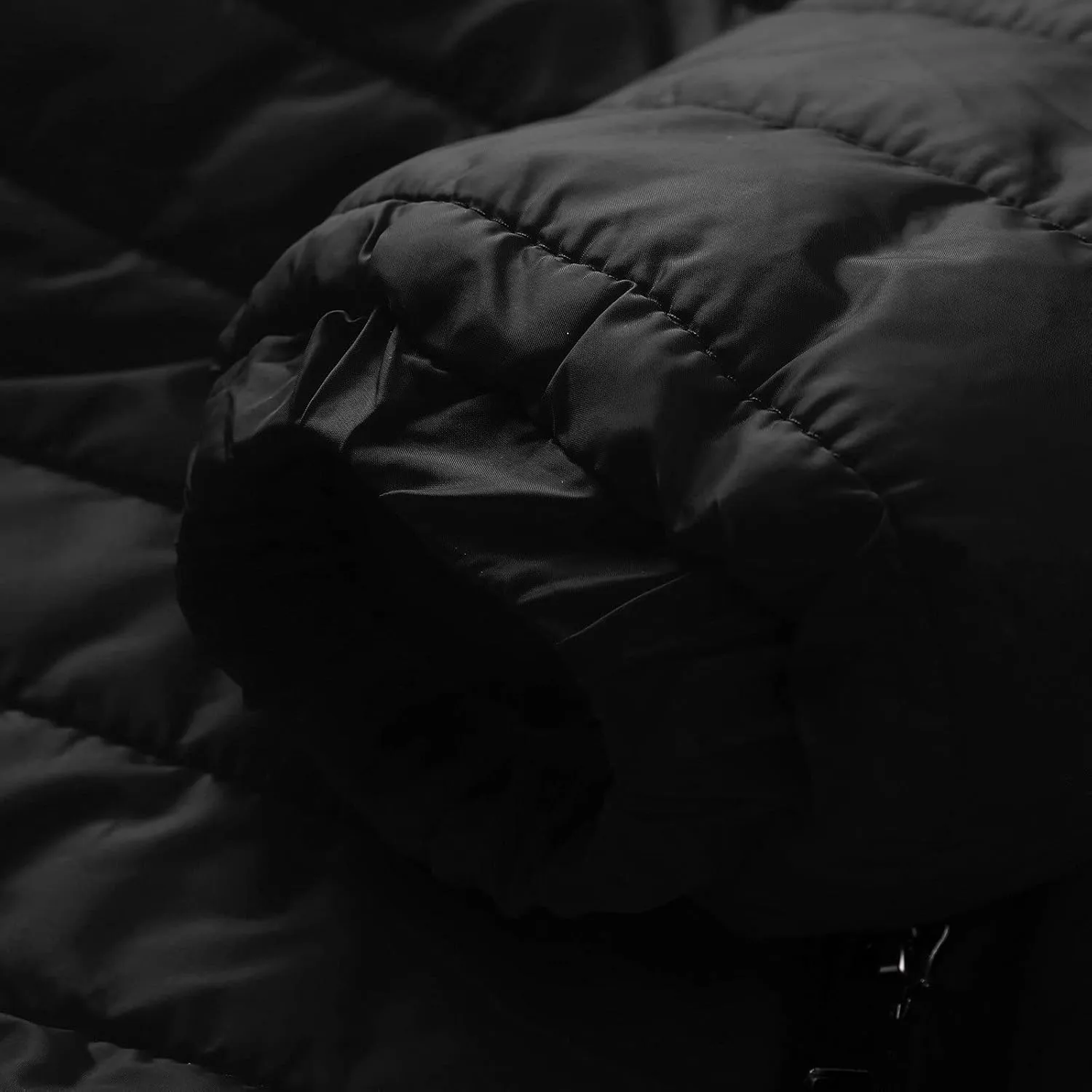 Mens Quilted Puffer Down Jacket Full Zip Stand Up Collar Jacket Warm Thick Windbreaker Winter Outwear Coat with Hood