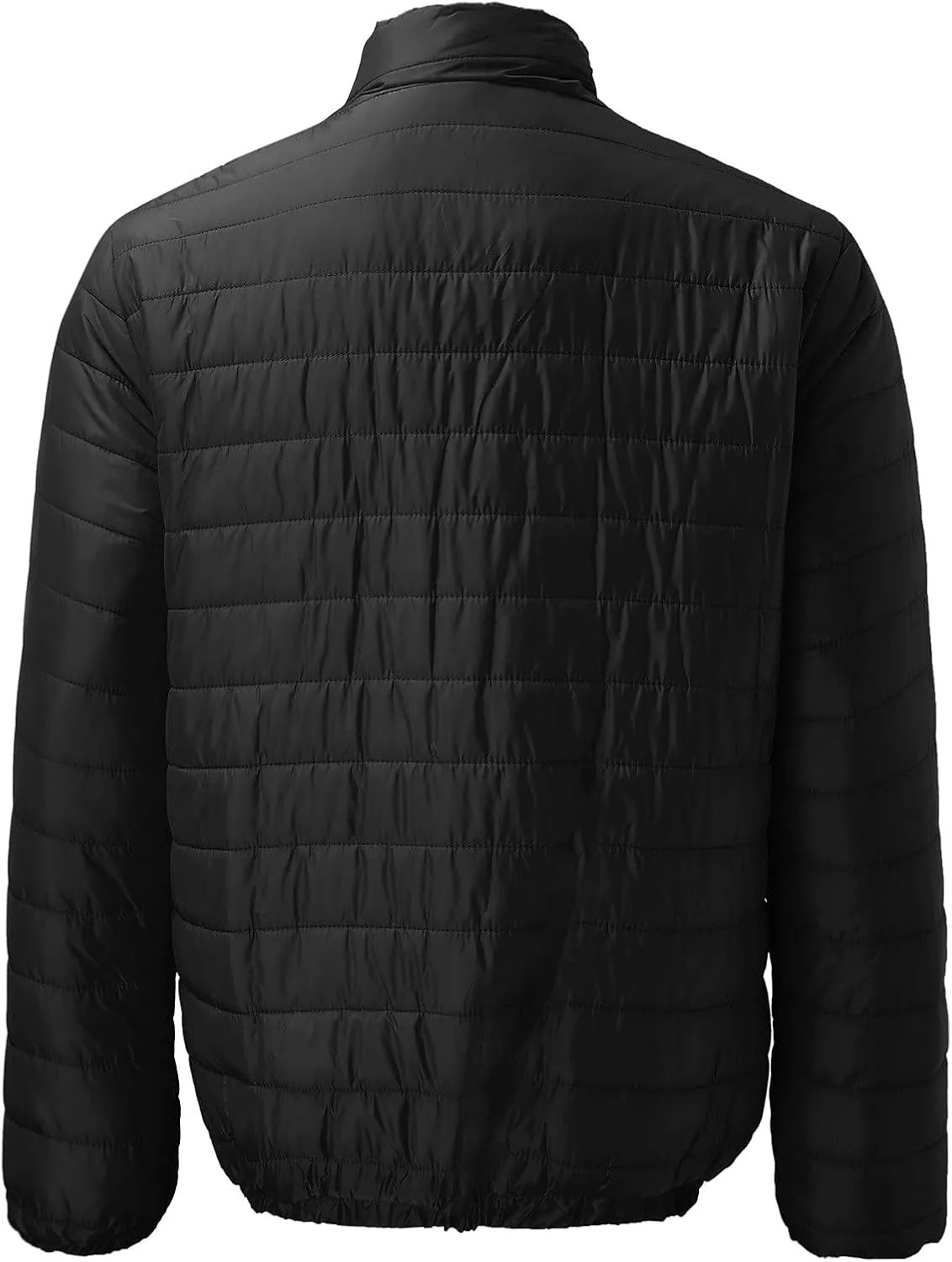 Mens Quilted Puffer Down Jacket Full Zip Stand Up Collar Jacket Warm Thick Windbreaker Winter Outwear Coat with Hood