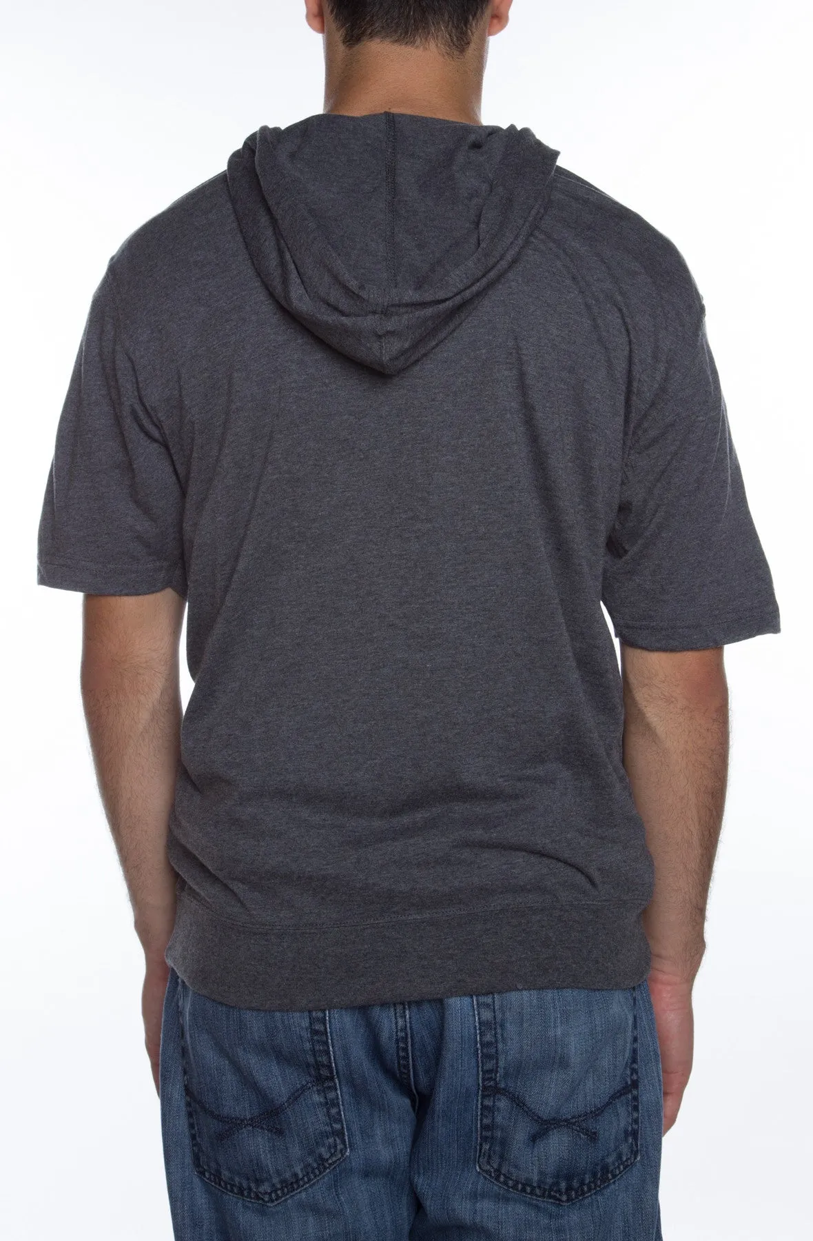 Men's S/S Zip Beach Jersey Hoodie Charcoal Heather