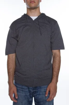 Men's S/S Zip Beach Jersey Hoodie Charcoal Heather