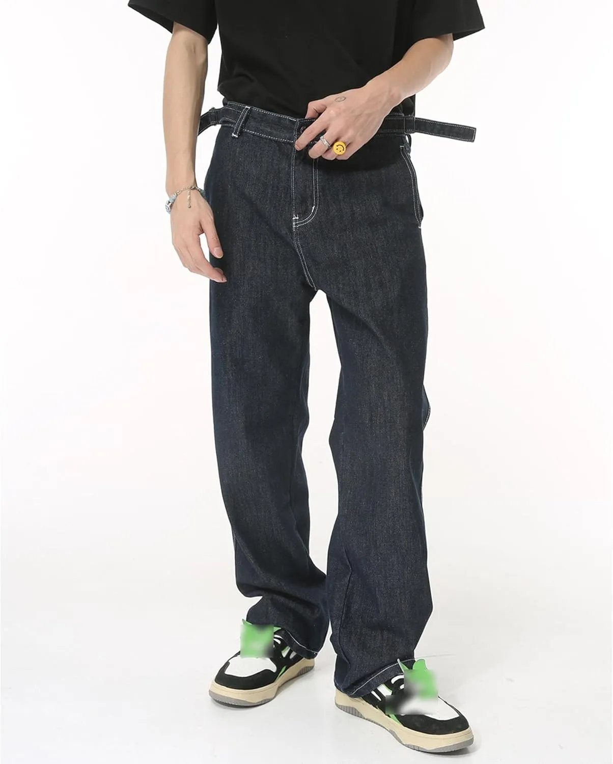 Men's Straight Leg Fashion Baggy Jeans Loose Fit Classic Denim Pants Casual Regular Fit Comfort Jeans
