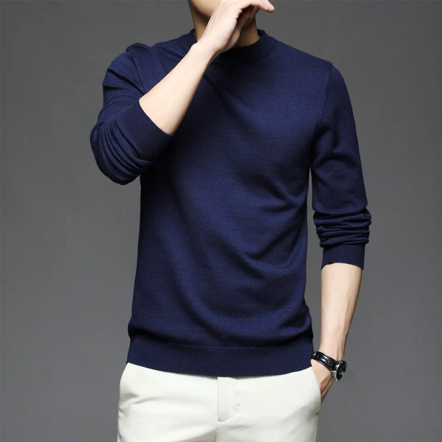 Men's Sweater Pullover,Crew Neck Slim Fitted Long Sleeve Knitted Casual Solid Tops S~2XL