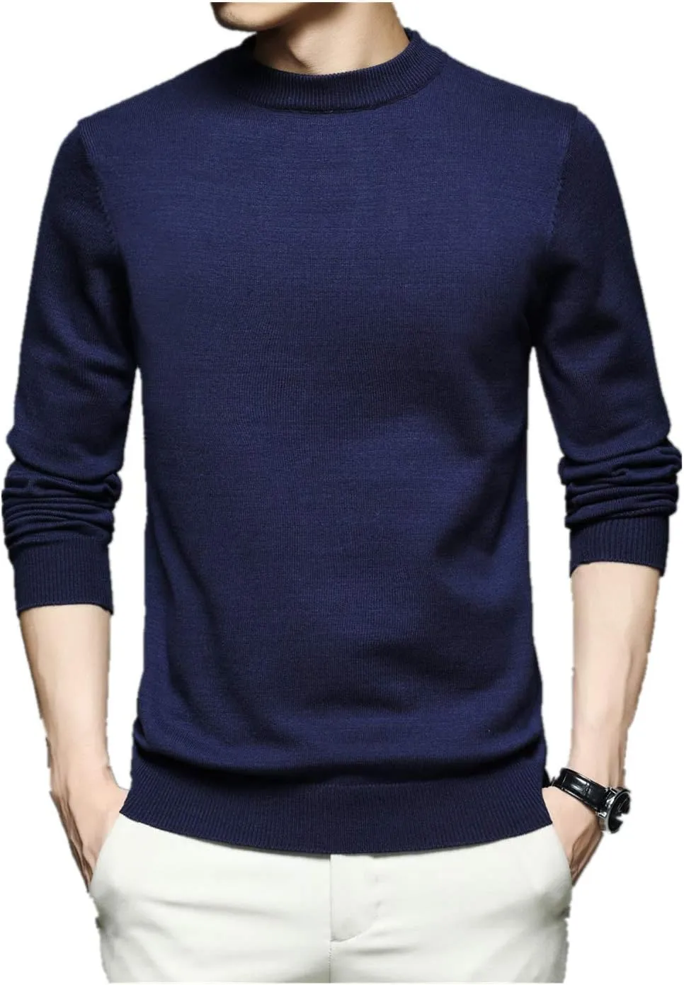 Men's Sweater Pullover,Crew Neck Slim Fitted Long Sleeve Knitted Casual Solid Tops S~2XL