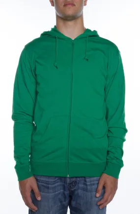 Men's Zip Beach Jersey Hoodie Kelly Green