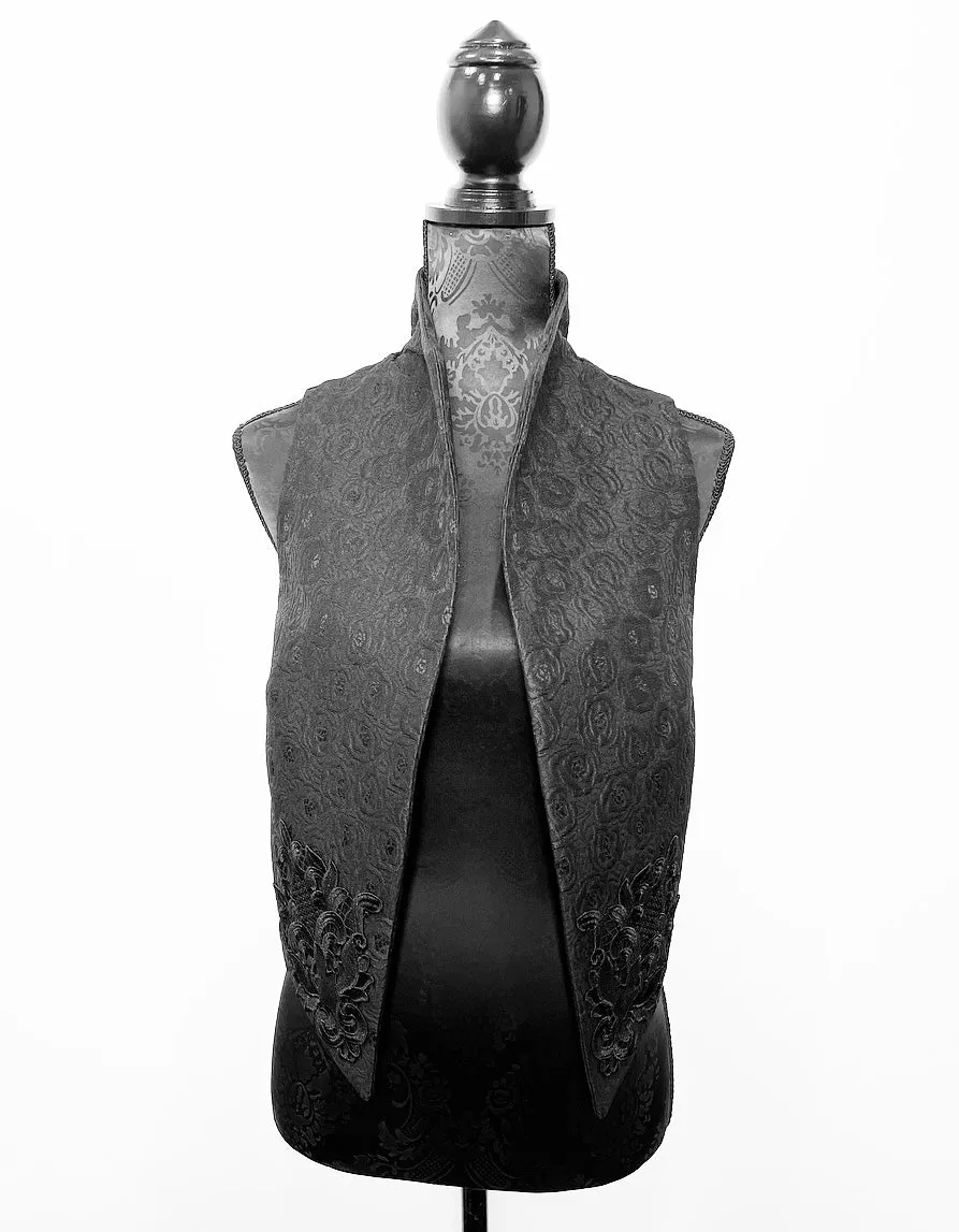 Nikita Vest - Limited Edition - Luxe black floral jacquard with black corner motif