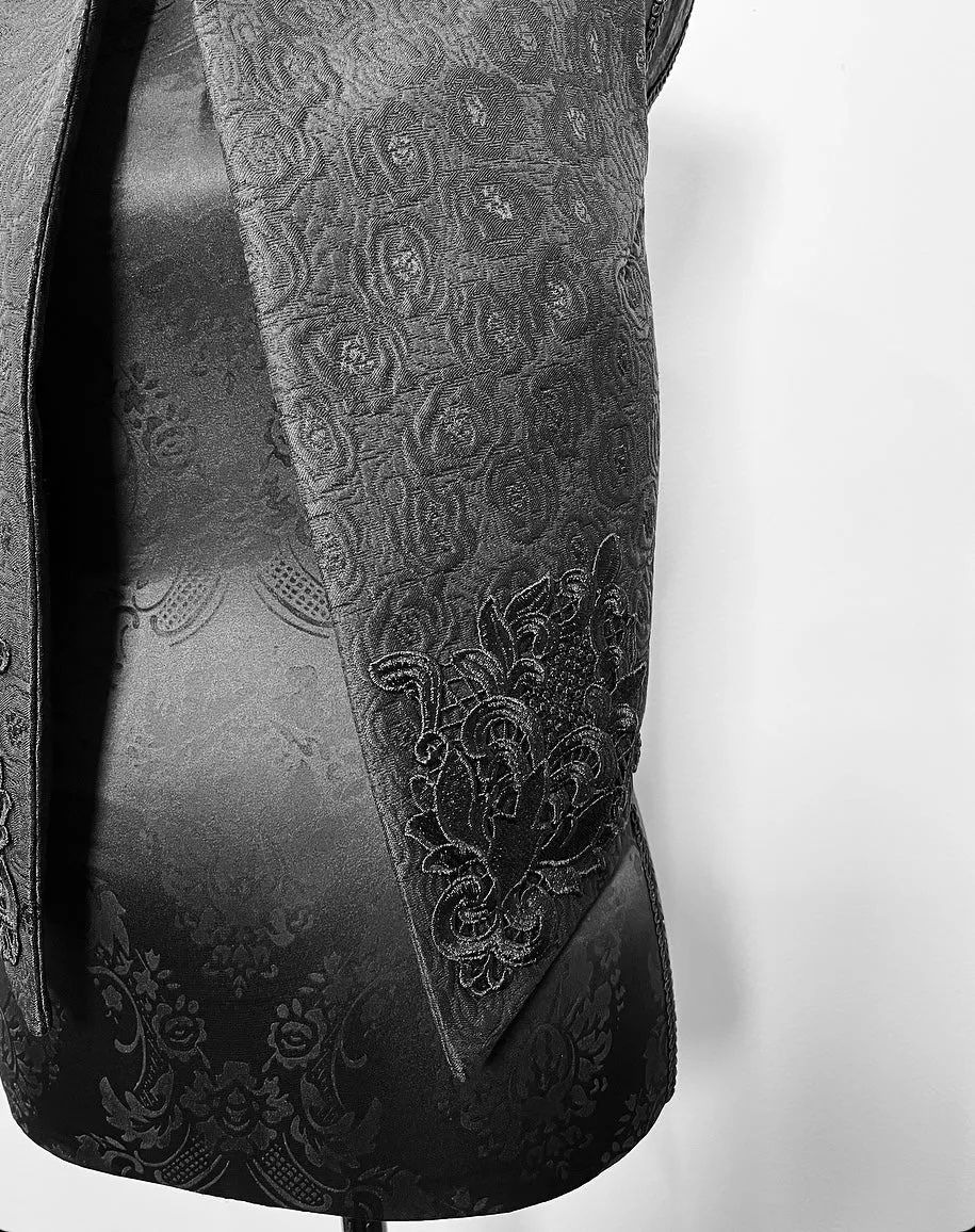 Nikita Vest - Limited Edition - Luxe black floral jacquard with black corner motif