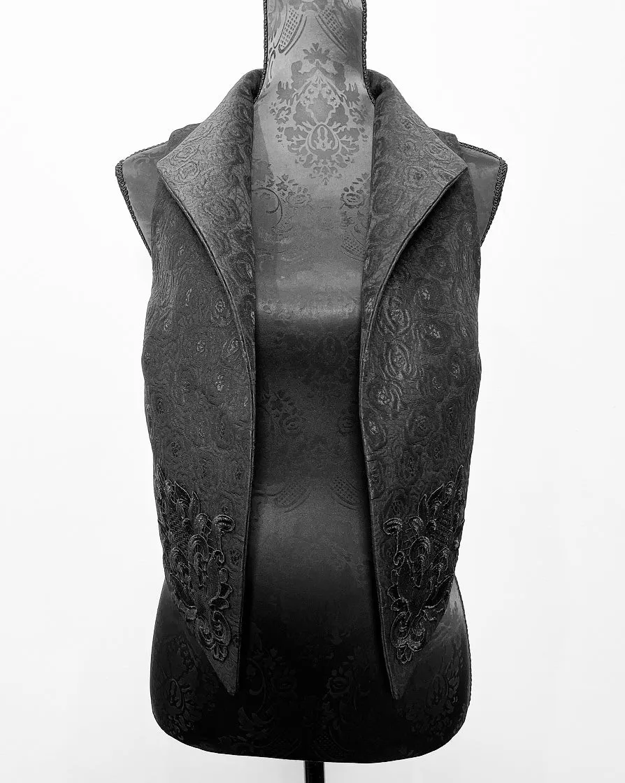 Nikita Vest - Limited Edition - Luxe black floral jacquard with black corner motif