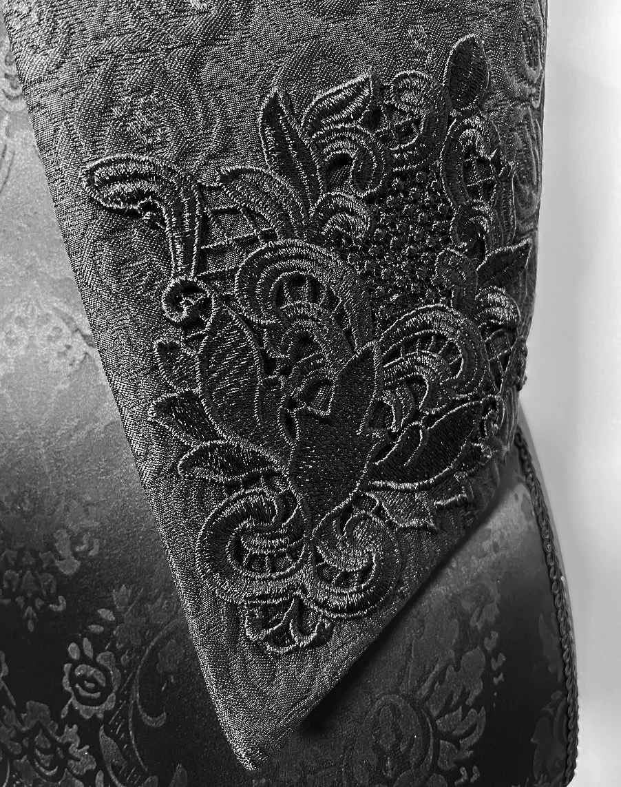 Nikita Vest - Limited Edition - Luxe black floral jacquard with black corner motif