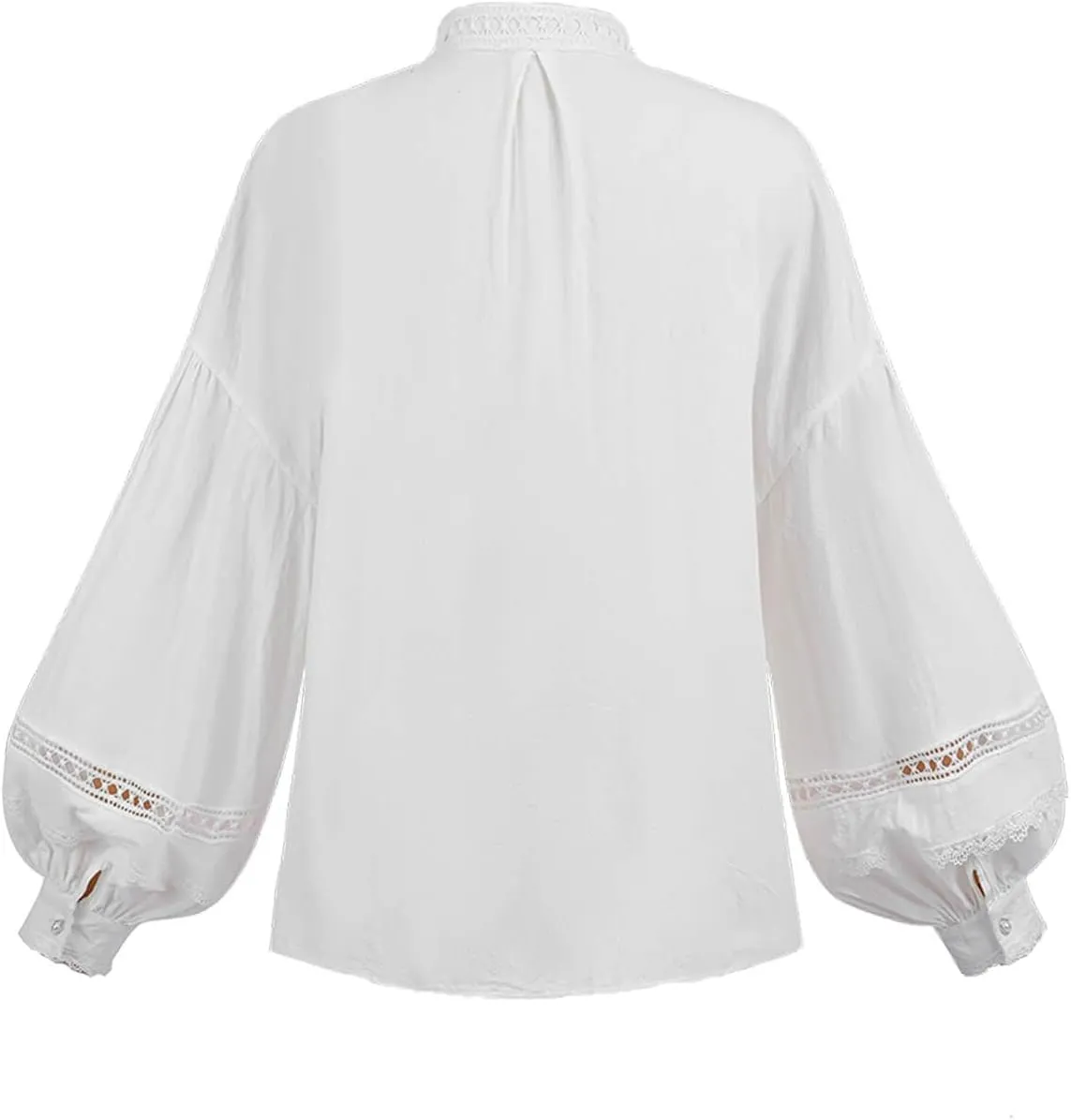 Nuoqi Victorian Blouse for Women Cotton Renaissance Shirt Long Sleeve Vintage Top