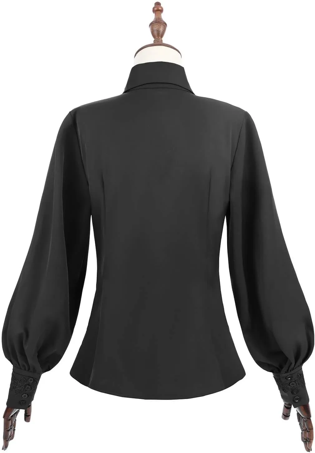 Nuoqi Victorian Blouse Women Black Gothic Pirate Shirt Long Sleeve Renaissance Top with Tie