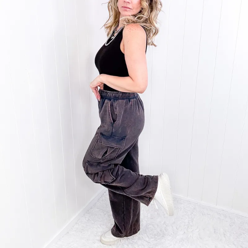 Oli and Hali Mineral Washed Navy Moon Luxe Cargo Joggers
