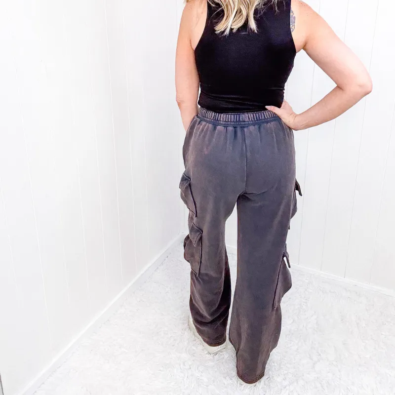 Oli and Hali Mineral Washed Navy Moon Luxe Cargo Joggers
