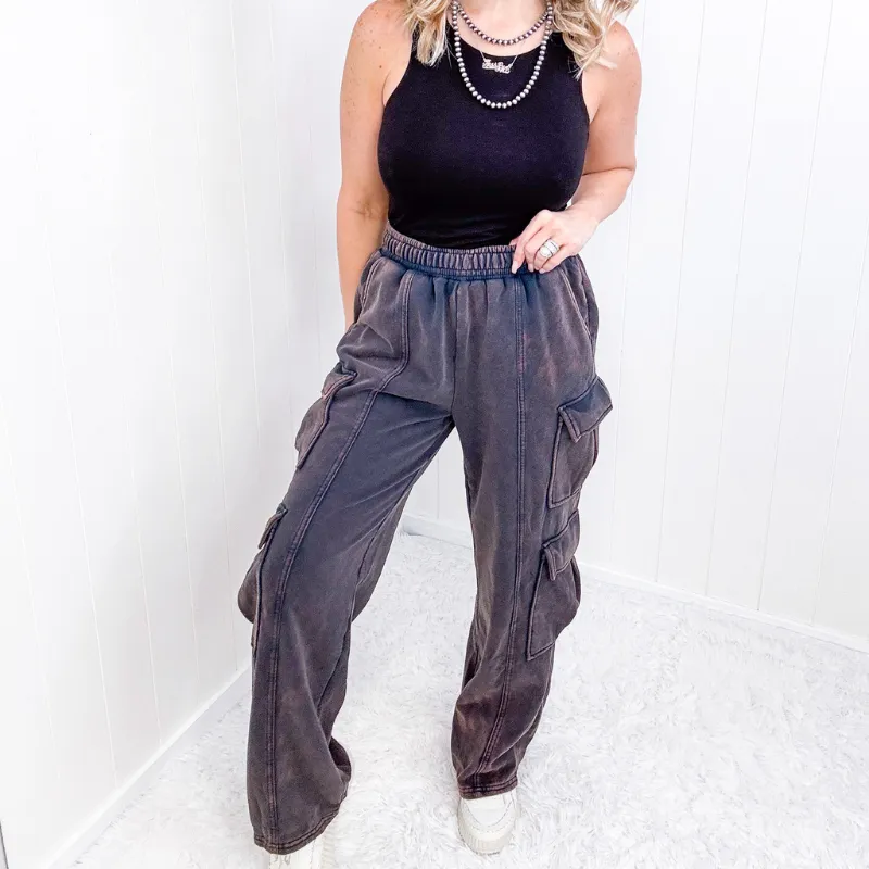 Oli and Hali Mineral Washed Navy Moon Luxe Cargo Joggers
