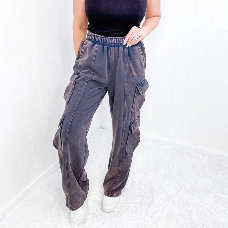 Oli and Hali Mineral Washed Navy Moon Luxe Cargo Joggers